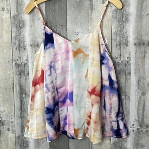 ENTRO womens multicolored watercolor‎ silky cami top. Bohemian style. Small. EUC